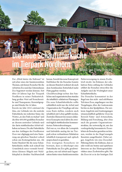 Die neue Schaufutterküche im Tierpark Nordhorn (5 Seiten, Heft 3-2016)
